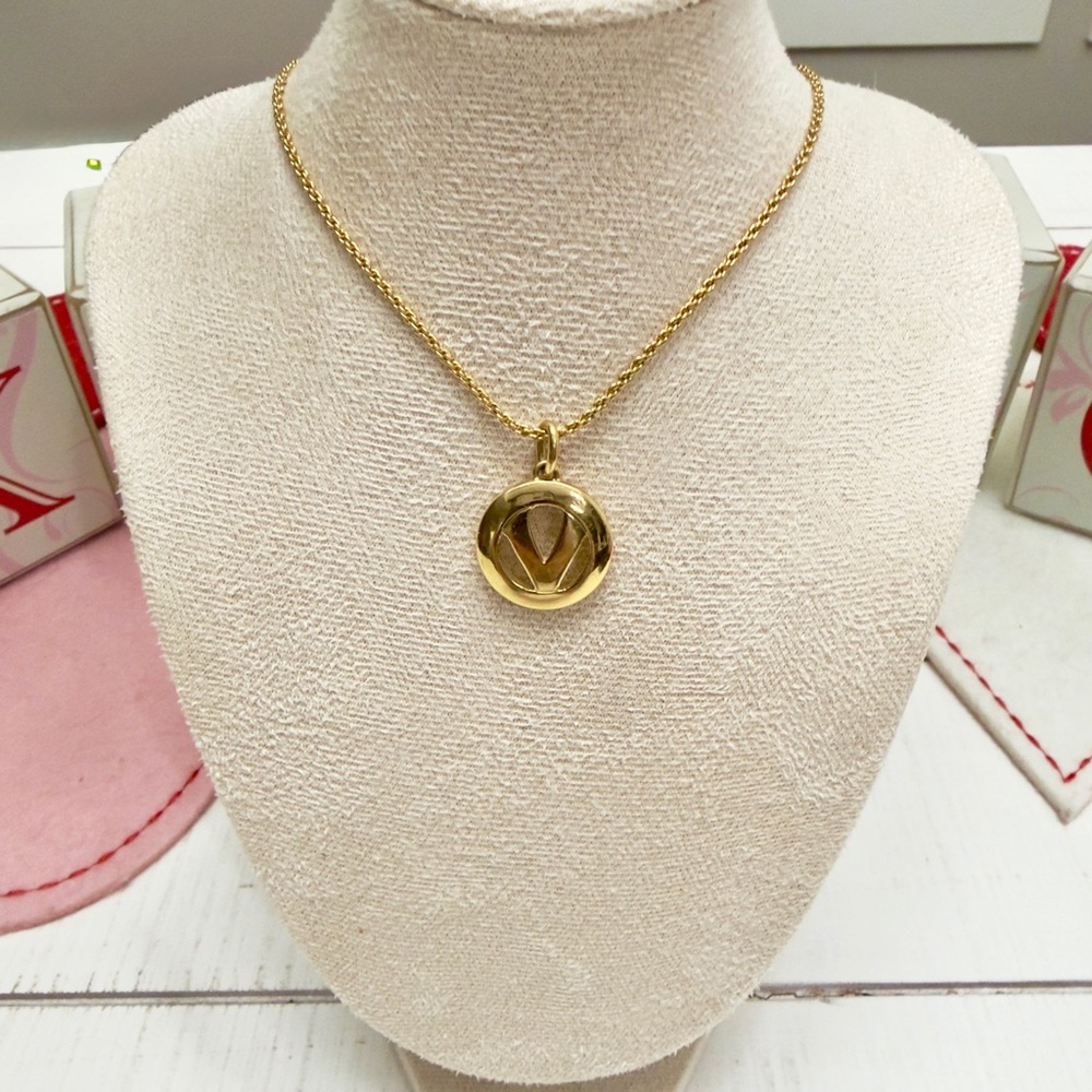 Valentino Gold V Logo Necklace